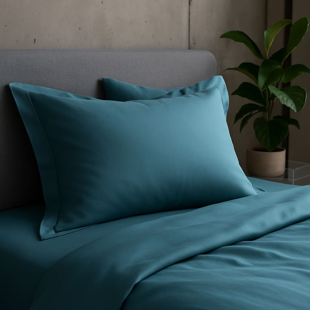 Drap Housse | Satin de Bambou | Bleu Givré