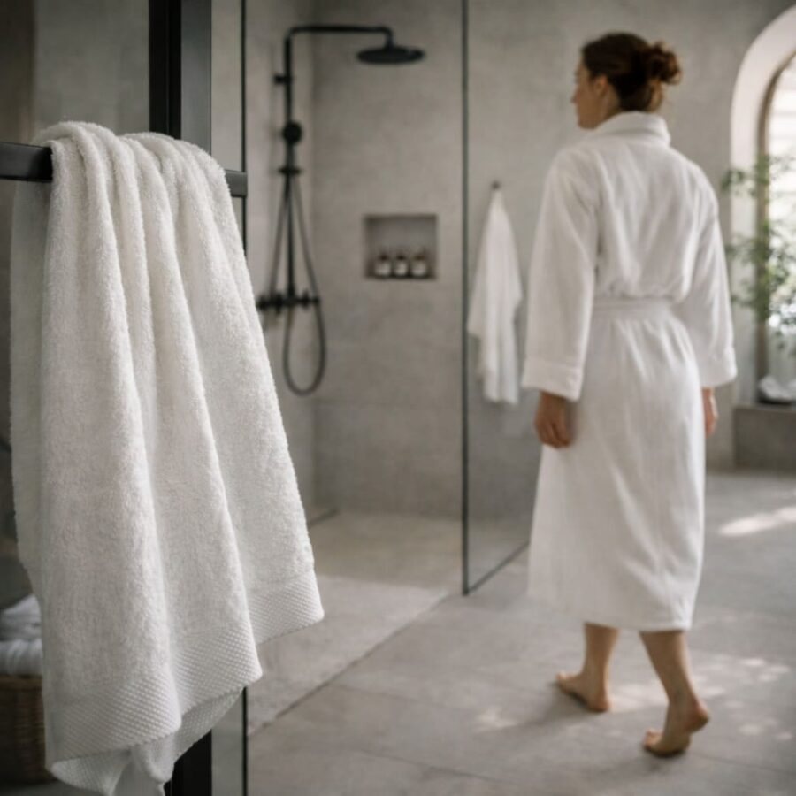 Serviette de toilette en bambou blanc pur style hôtel de luxe