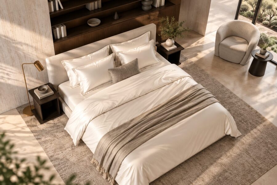 Housse de Couette Satin de Bambou Ivoire
