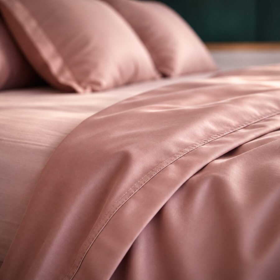 Drap Housse Satin de Bambou Rose Poudré