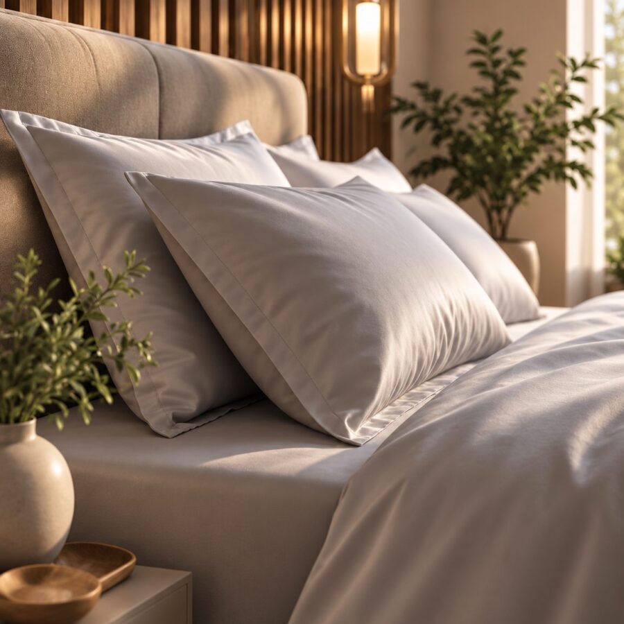 Drap Housse Satin de Bambou Gris Perle