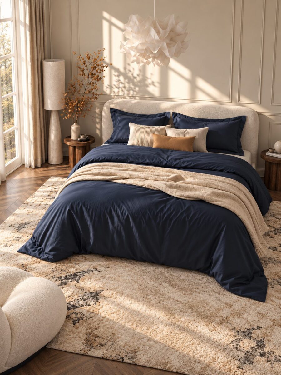 Parure Satin de Bambou Bleu nuit