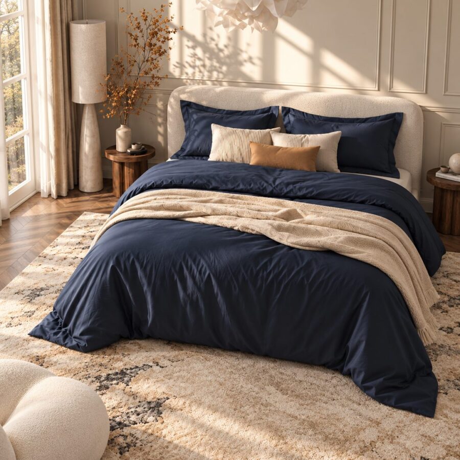 Parure Satin de Bambou Bleu nuit