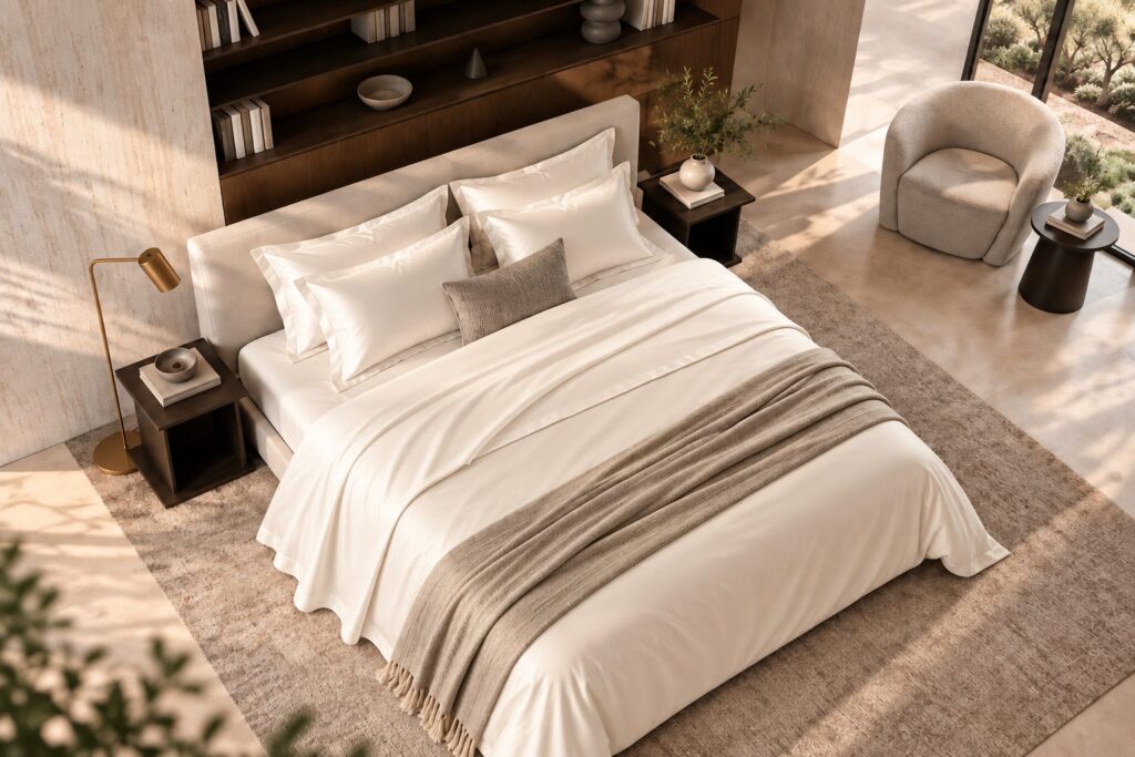 Drap plat | Satin de Bambou | Ivoire