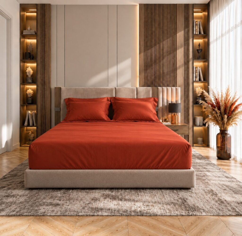 Drap Housse | Satin de Bambou | Terracotta