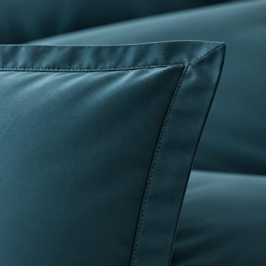 Taies d’Oreiller Unies Satin de Bambou Bleu givré