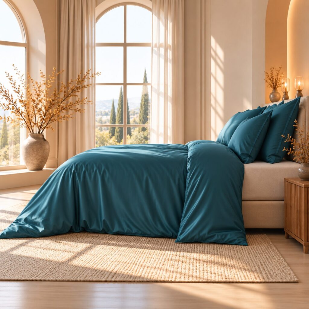 Housse de Couette | Satin de Bambou | Bleu Givré