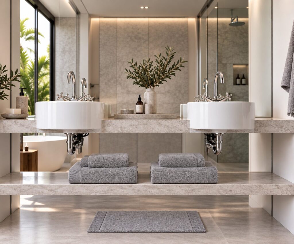 Set de douche 2 personnes | Collection Grand Hôtel | Gris